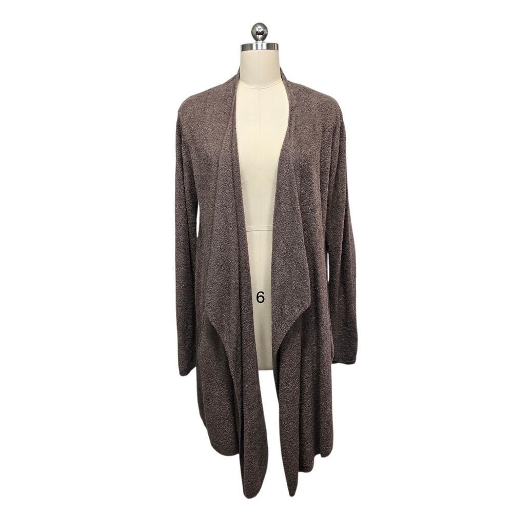 Barefoot Dreams CozyChic‎ Lite Cardigan Sweater Knit Open Waterfall Brown L/XL
